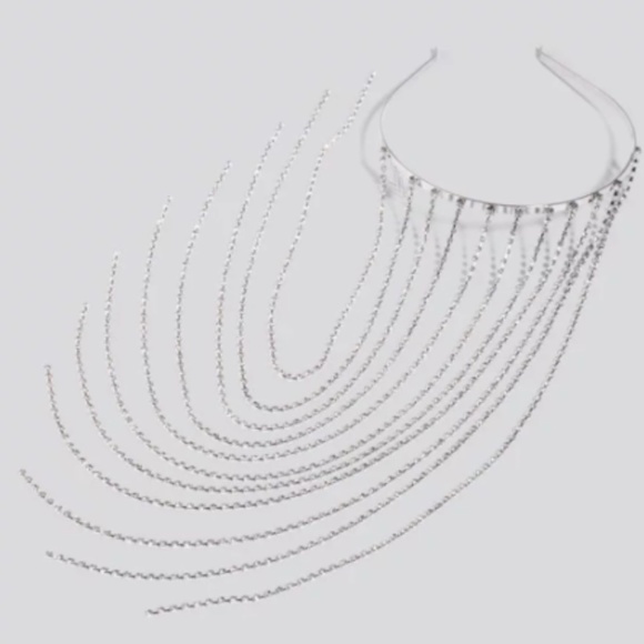 Cubic Zirconia Tassel Festival Headband Accessory - Picture 2 of 6